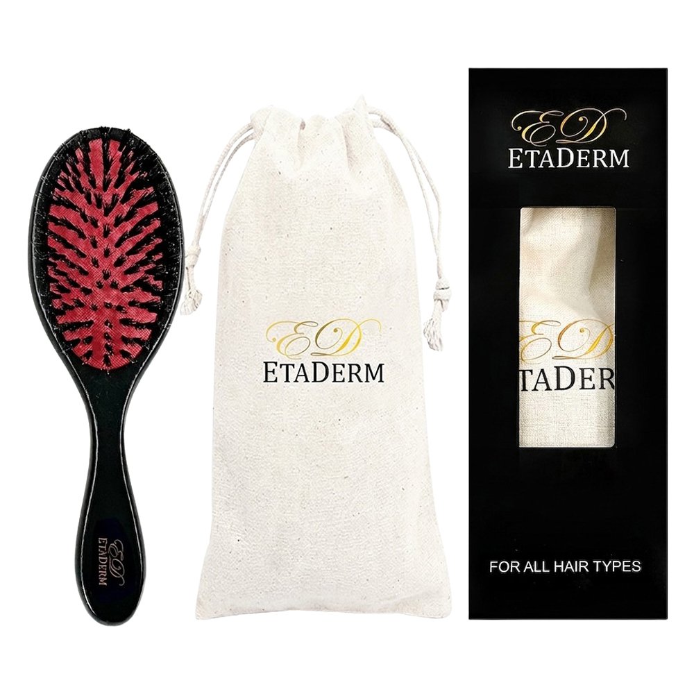ETADERM Hair Growth 100% Natural Boar Bristle Brush