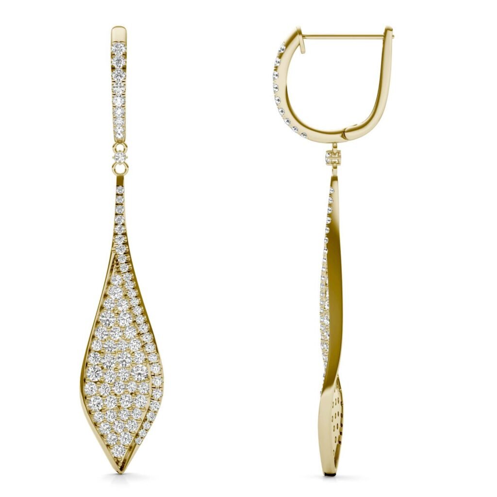 Diamond Pavé Drop Earrings — 1.88 ct tw, 14K Yellow Gold
