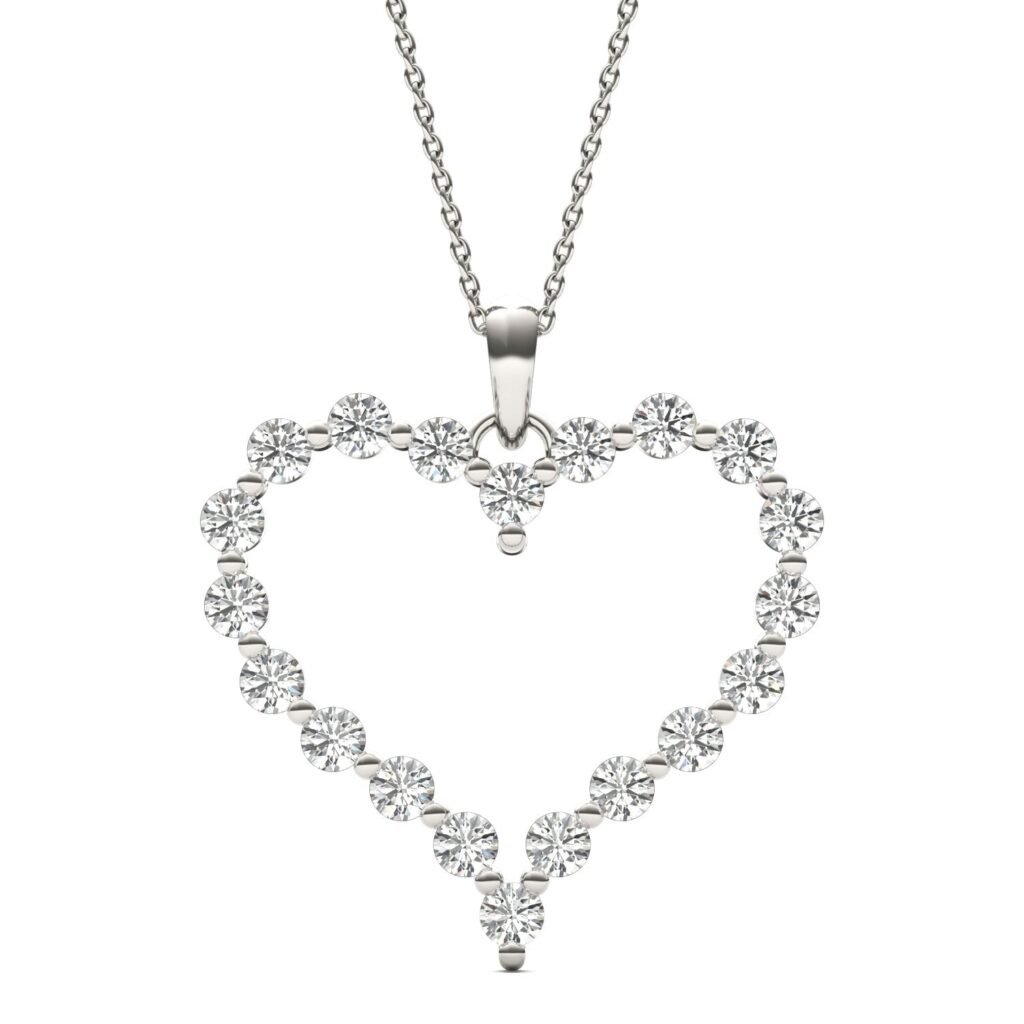 Diamond Heart Pendant — 2.00 ct tw, 14K White Gold